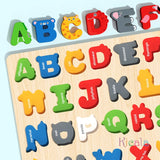Wooden Alphabet Puzzle Matching Board, Letters Numbers Shape Sorter Montessori Educational Toy for Toddlers 1-3 Years Gift