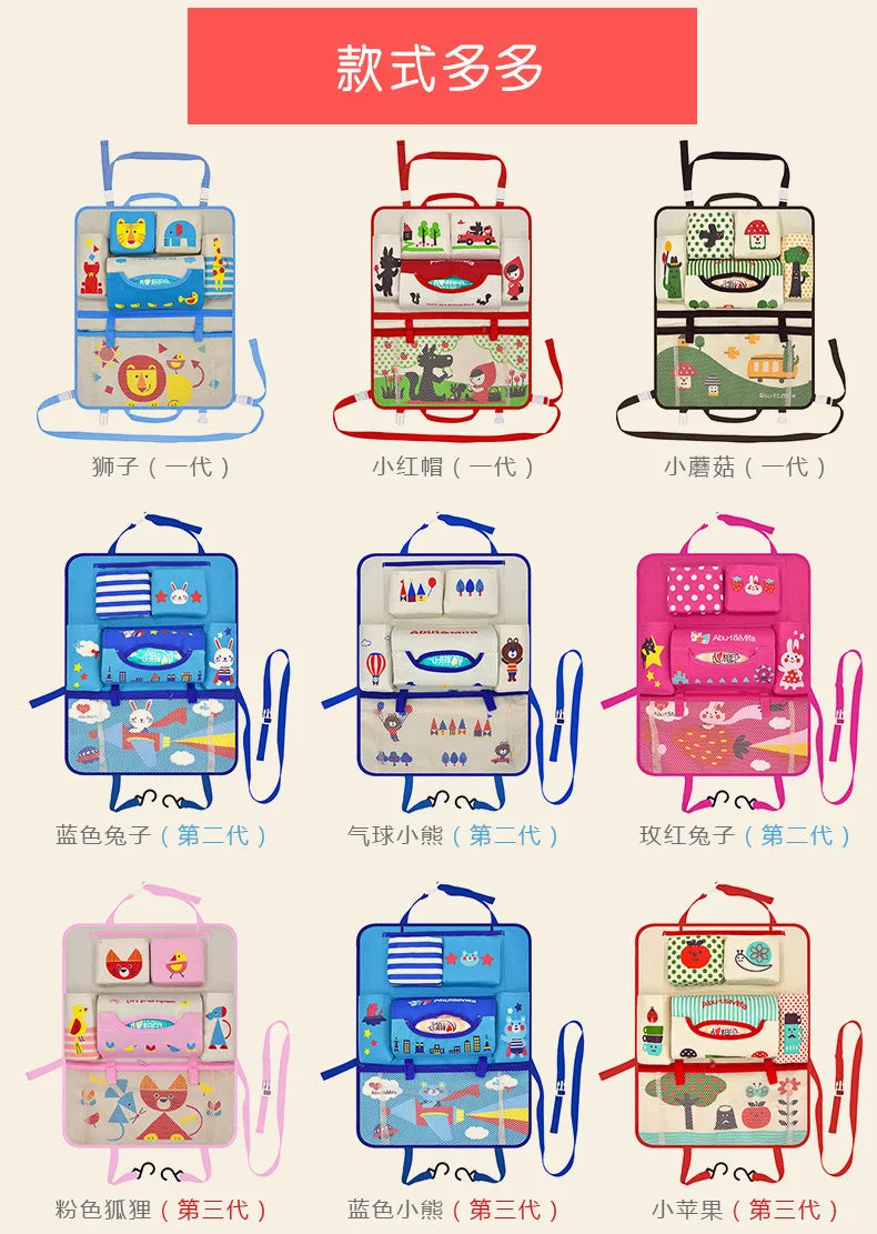 Creative Baby Cartoon Car Seat Back Organizer Kids Toys Travel Protector Cover Automobile Interior Accessories Hang Storage Bag