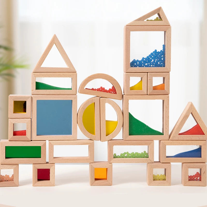 Wooden Rainbow Block Set | STEM Building Toy for Toddlers & Kids