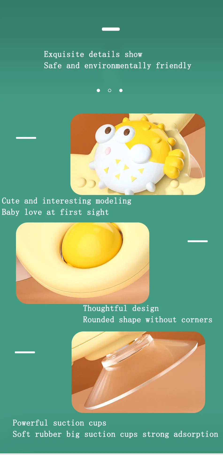 3Pcs/Set Baby Bath Toys Funny Bathing Sucker Spinner Suction Cup Cartoon Rattles Fidget Educational Toys Suction Cup Spinning