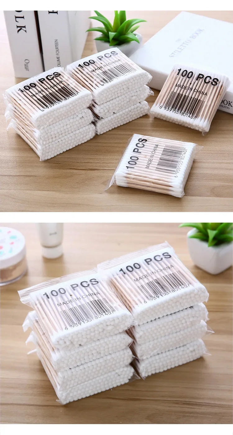 100pcs Bamboo Baby Cotton Swab Cleaning of Ears Tampons Health Beauty Cotton Swab Ear Cleaning Sticks