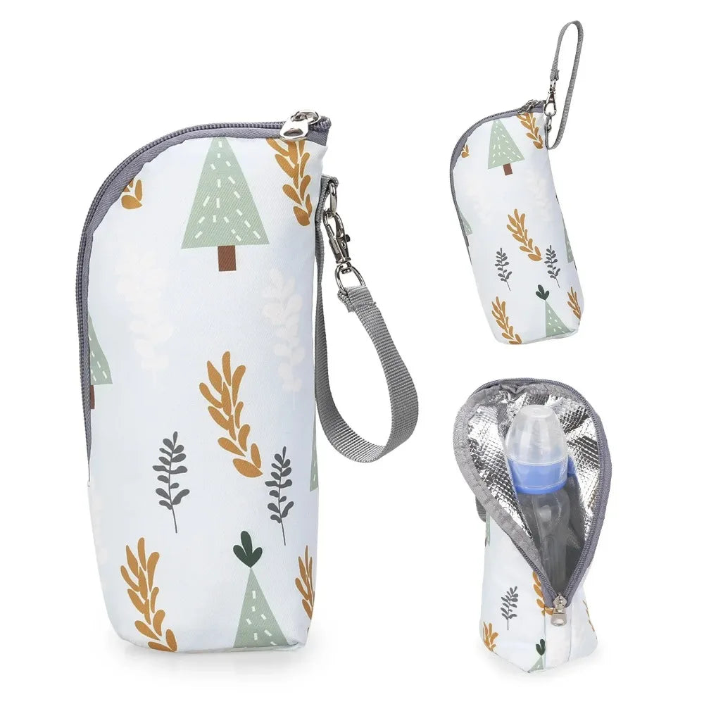 Baby Bottle Warmer Bag Portable Infant Feeding Bottle Aluminum Foil Insulation Outing Stroller Hanging Bag for Storage Cups