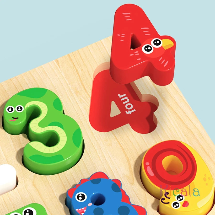 Wooden Alphabet Puzzle Matching Board, Letters Numbers Shape Sorter Montessori Educational Toy for Toddlers 1-3 Years Gift