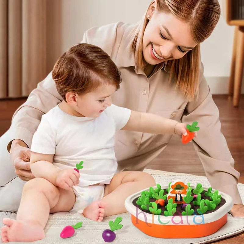 Montessori Carrot Harvest Toy for Toddlers | Wooden Sorting & Matching Game