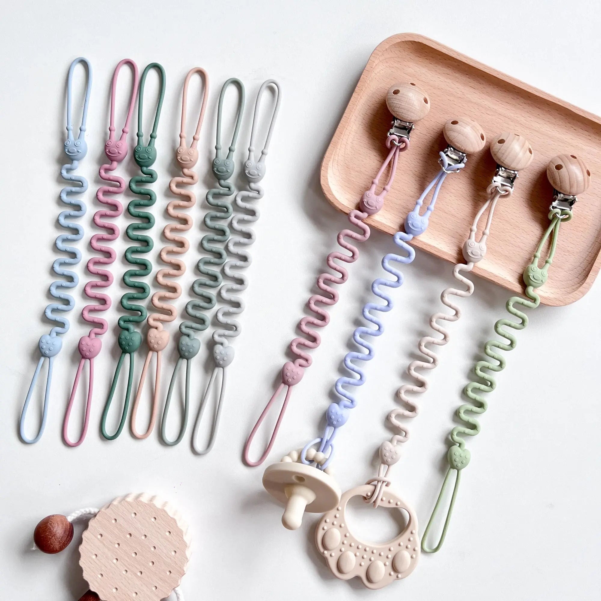 Fashion Baby Silicone Pacifier Chain, 1/4 pcs Soft Elastic Toy Straps for Teething Toys, Car Seats, Baby Travel Essentials
