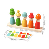 Children Montessori Educational Toys Wooden Stacker Emotion Dolls Color Cognize Puppet Matching Fine Motor Skill Training Game