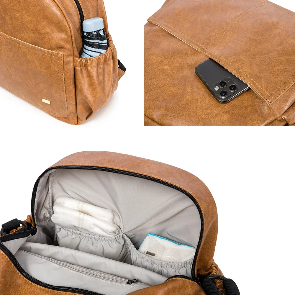 Soboba Large Capacity Solid Diaper Bag with Backpack Straps for Fashionable Mothers – Waterproof Nappy Changing Bag