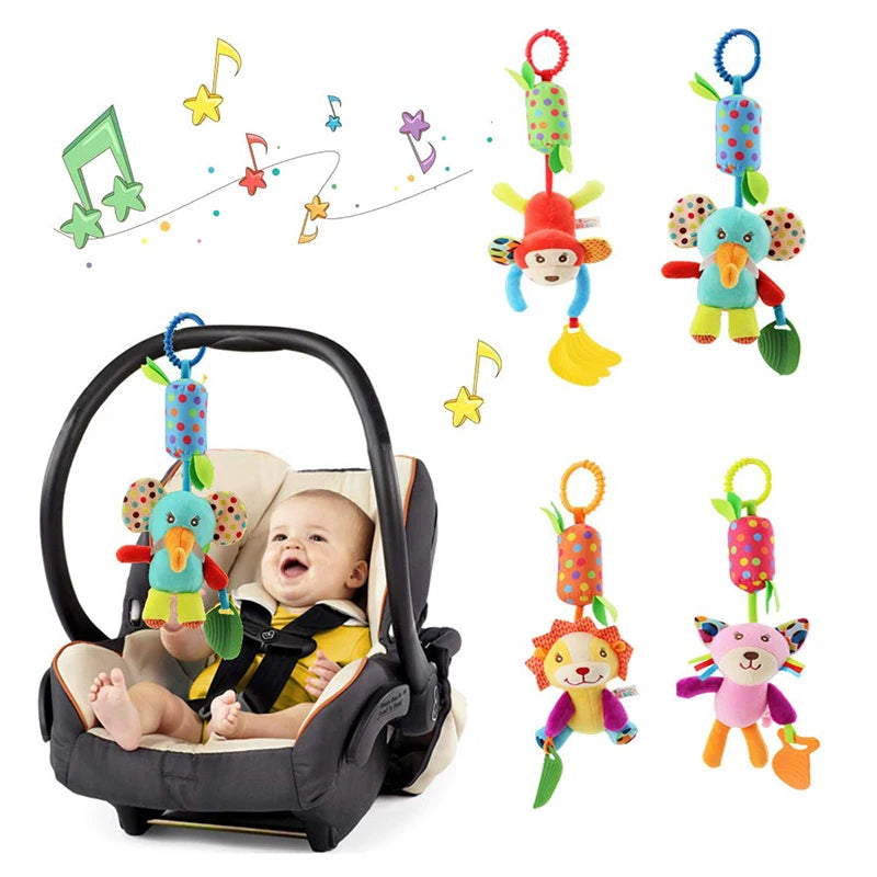 Baby Hanging Toys for 0 3 6 12 Months Rainbow Activity Plush Animal Stroller Toy for Baby Car Seat Crib Travel Sensory Baby Toy