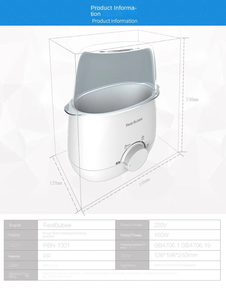 Baby Bottles Milk Warmer Food Heater Steam Sterilizer 5-Minute Fast Warming Precise Temperature Control Double Milk Warmer