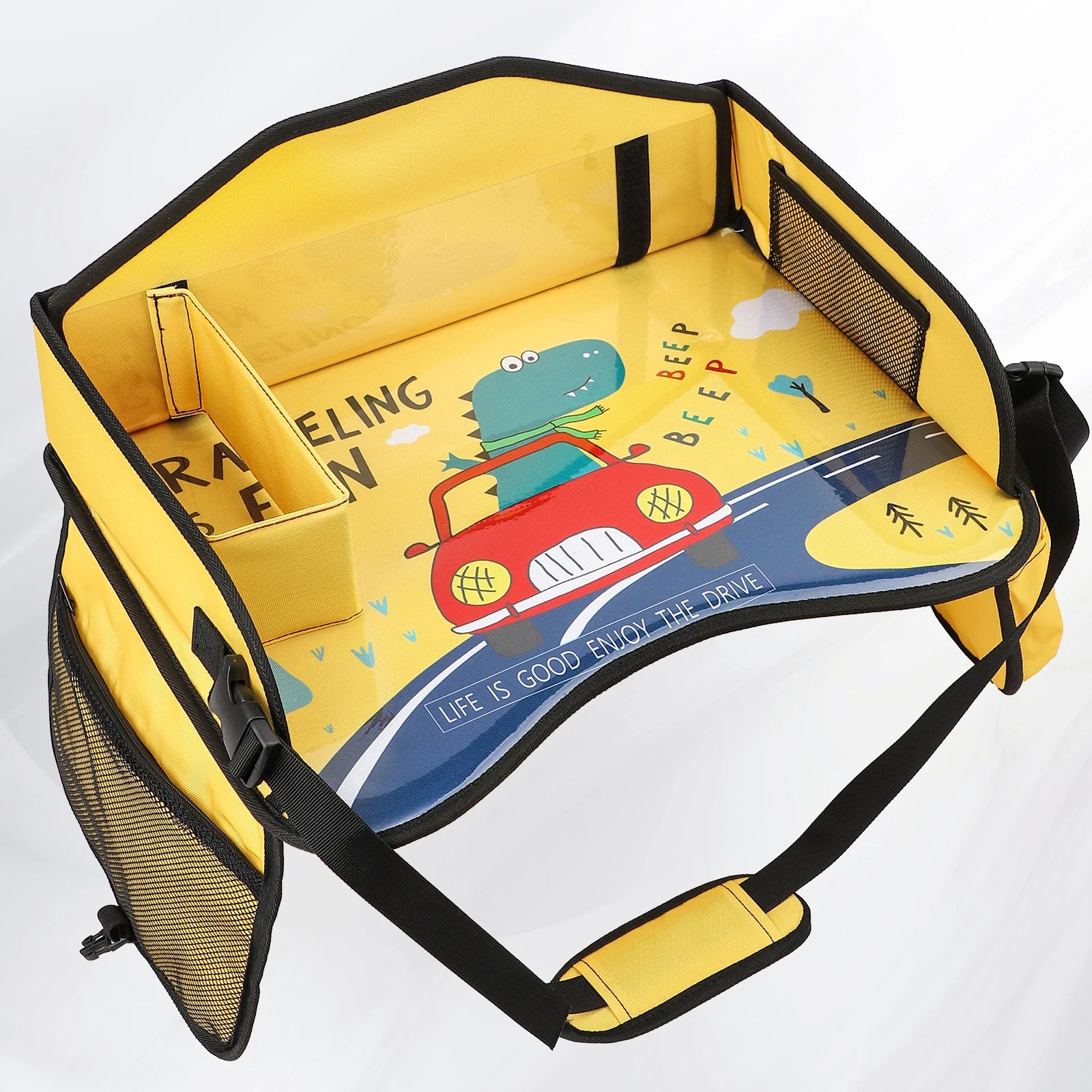 Vehicle-mounted Painting Board Waterproof Child Travel Tray for Car Seat Portable Safety Seat Storage Mesh Pocket Large Capacity