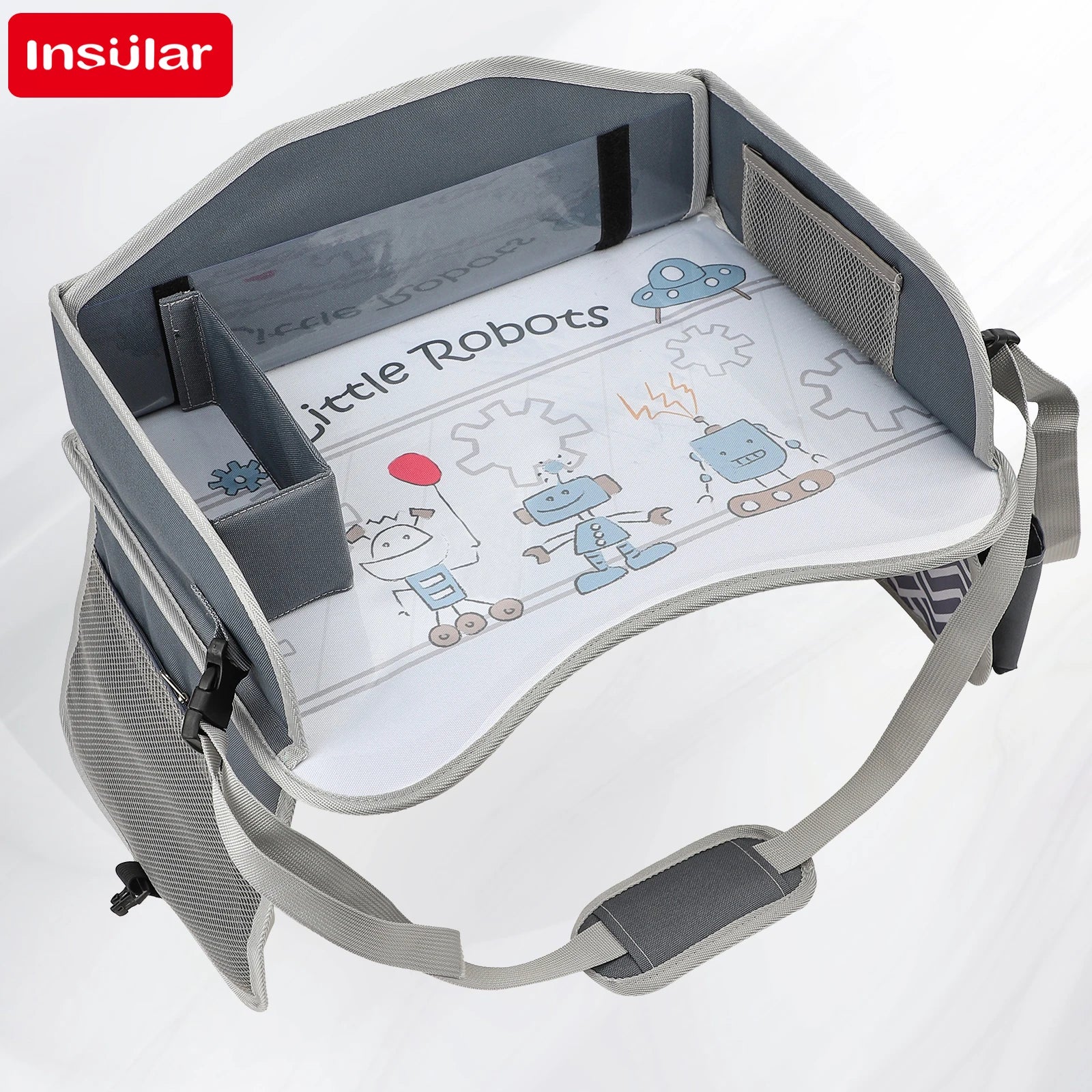 Vehicle-mounted Painting Board Waterproof Child Travel Tray for Car Seat Portable Safety Seat Storage Mesh Pocket Large Capacity