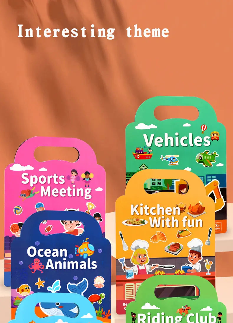 Children DIY Sticker Book Bubble Scene Sticker Jelly Paste Toy Kids Portable Reusable Quiet Busy Paste A Book