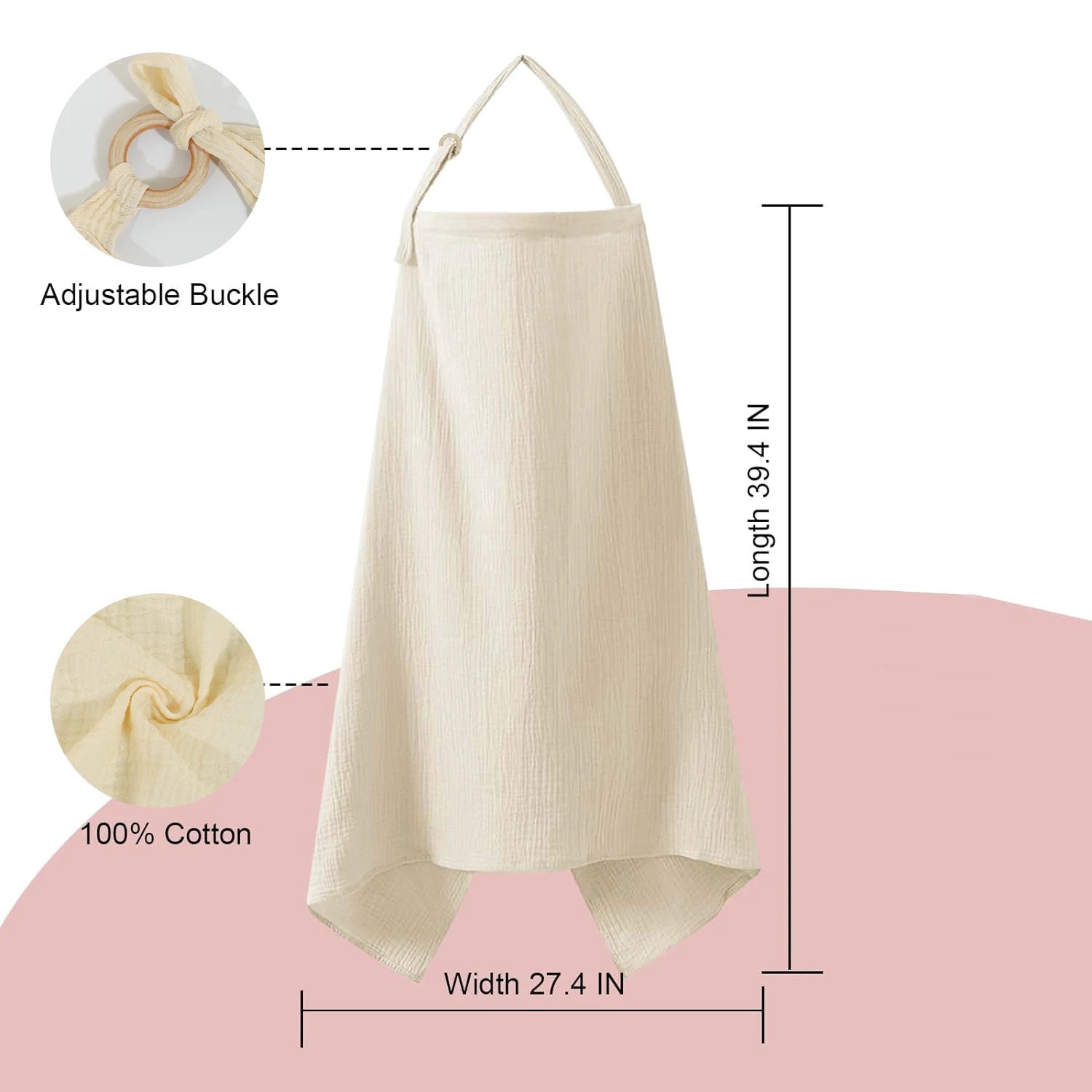 Muslin Nursing Cover for Baby Breastfeeding Breathable Breastfeeding Cover up with Arch Neckline for Women Nursing Apron Multi-u