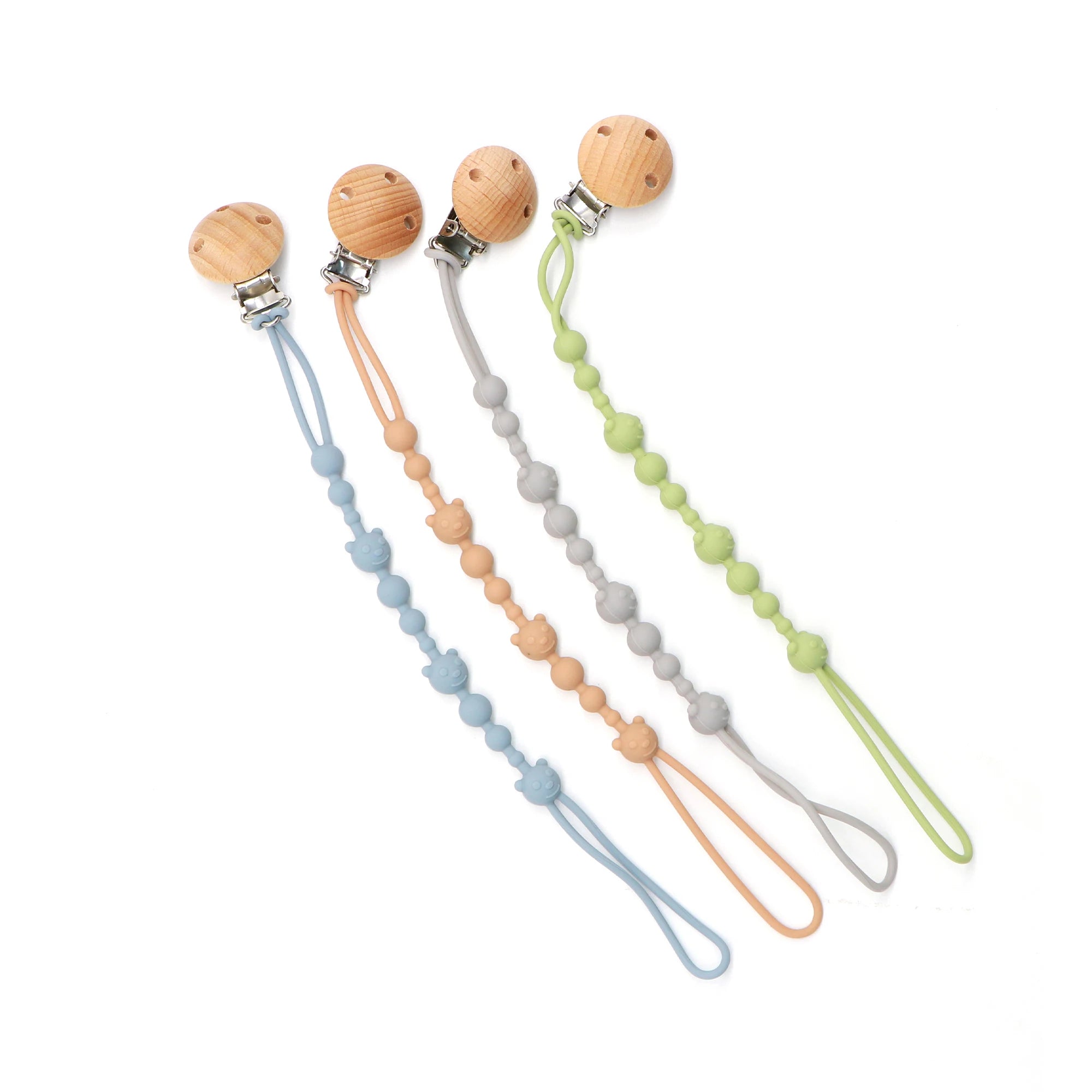 Mother and Baby Essential Silicone Pacifier Chain, 1/4 Pack Cute Bear Toy Strap for Crib, Car Seat, Baby Travel Essentials