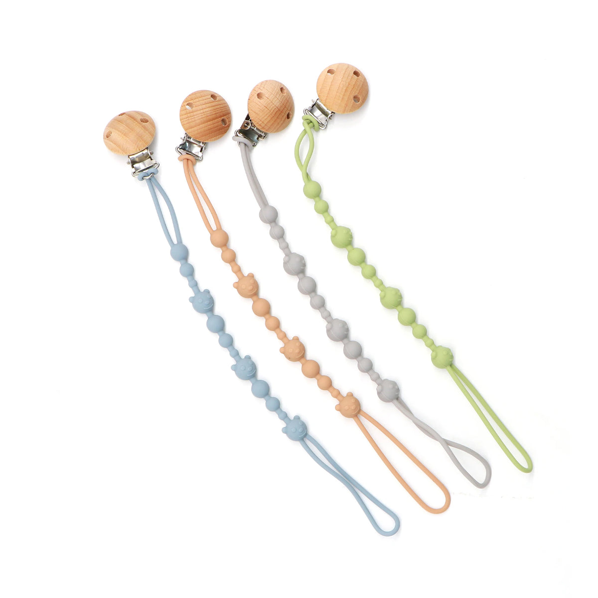 Mother and Baby Essential Silicone Pacifier Chain, 1/4 Pack Cute Bear Toy Strap for Crib, Car Seat, Baby Travel Essentials