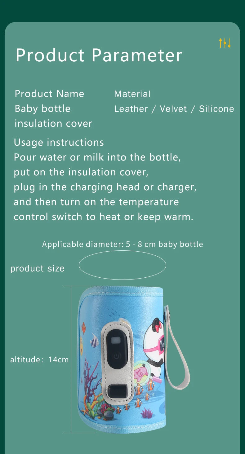 Bottle insulation cover, breast warmer, baby warmer, 5-speed temperature control, digital display of temperature