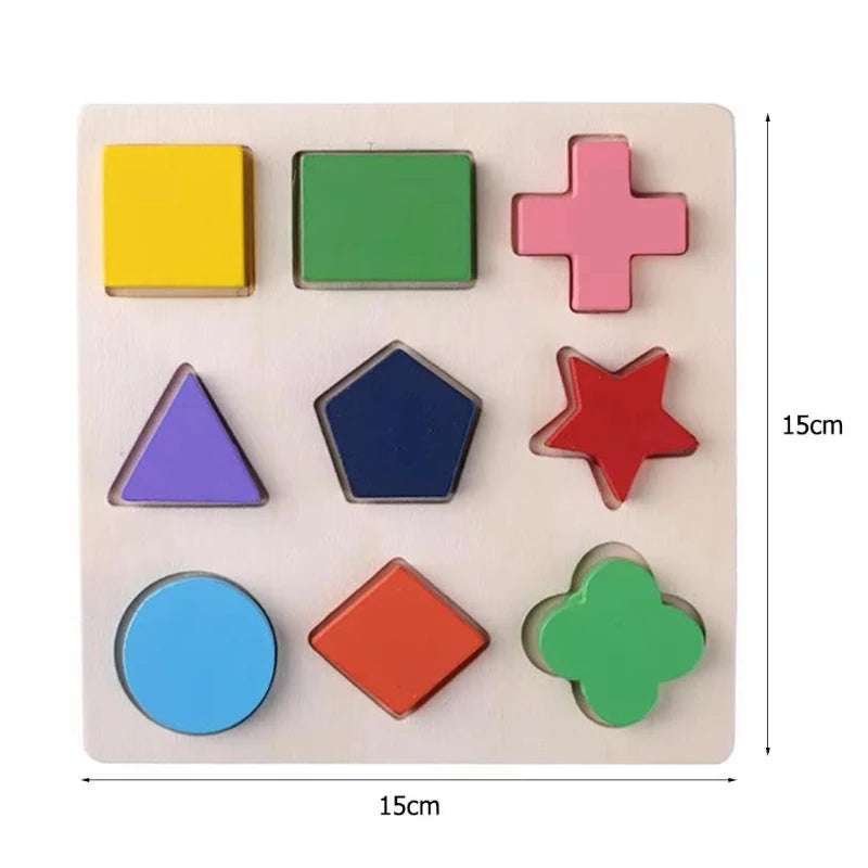 Wooden Geometric Shapes Montessori Puzzle Sorting Math Bricks Preschool Learning Educational Game Baby Toddler Toys for Children