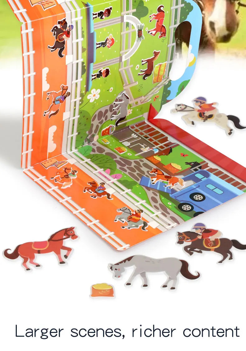 Children DIY Sticker Book Bubble Scene Sticker Jelly Paste Toy Kids Portable Reusable Quiet Busy Paste A Book