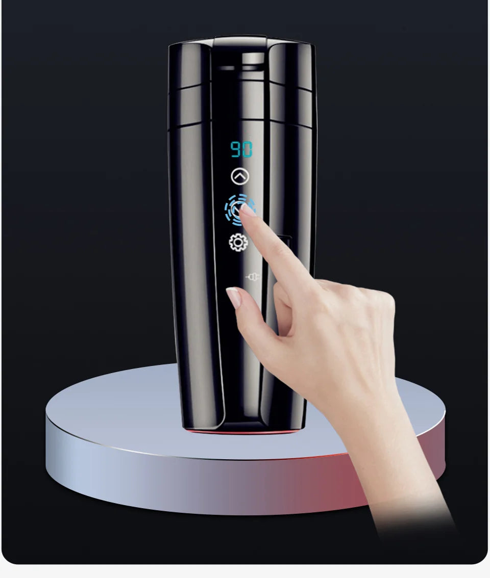 Portable Car Bottle Warmer 12V – Stainless Steel Heating Cup with Digital Temperature Control (400ml)