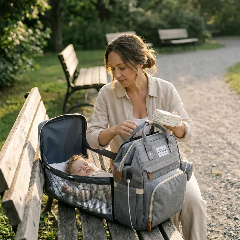 3-in-1 Diaper Bag & Portable Baby Bed for Travel